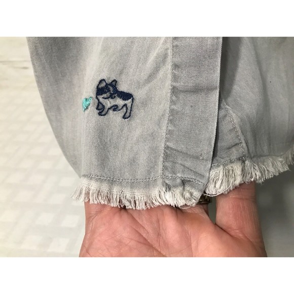 BILLY T LARGE Womens Long Button Shirt 100% LYOCELL Embroidered PUG DOG Hearts - Picture 4 of 16